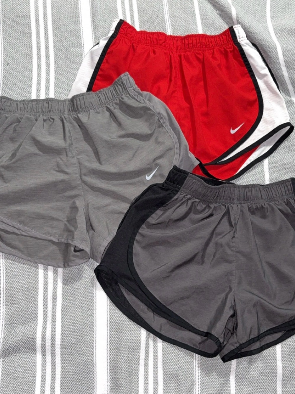 Nike Women’s Athletic Shorts Trio — Red, Gray, Black
